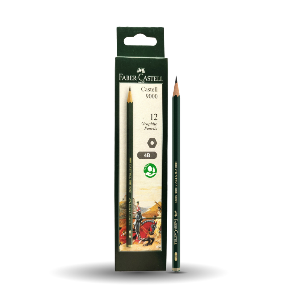 Faber-Castell Castell 9000 Graphite Pencils  4B (Pack of 12)