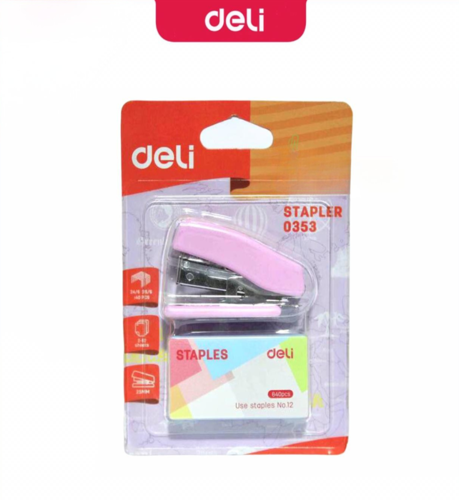 Deli Pocket Size Mini Stapler & Staples Set (0353)