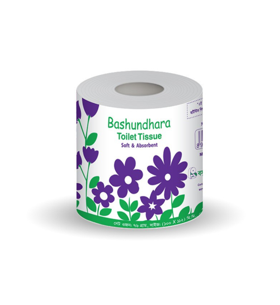 Bashundhara Toilet Tissue - 172 sheets X 2 ply White (12 Pcs Pack)